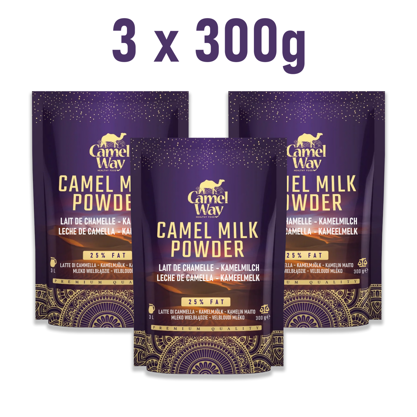Kamelmilch Pulver 3x300g (Gesamt 900g) | Familienpackung