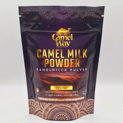 CamelWay Camel milk powder 300g package on a white background.
