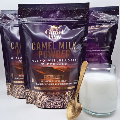 CamelWay Camel Milk Powder - 3 packs (900g) with glass of camel milk