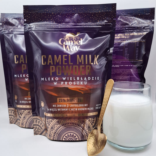 CamelWay Camel Milk Powder - 3 packs (900g) with glass of camel milk
