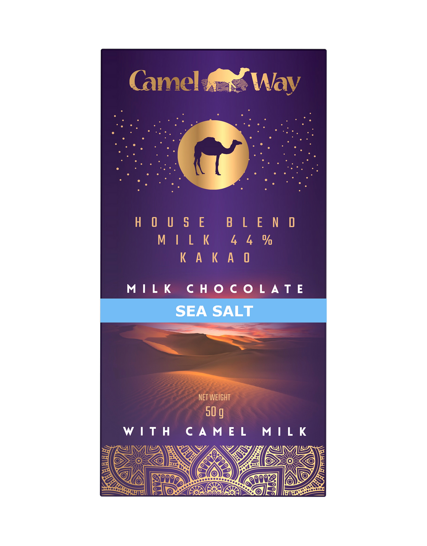 Handmade Camel Milk Chocolate - With Sea Salt -  50g. 44% Kakao.